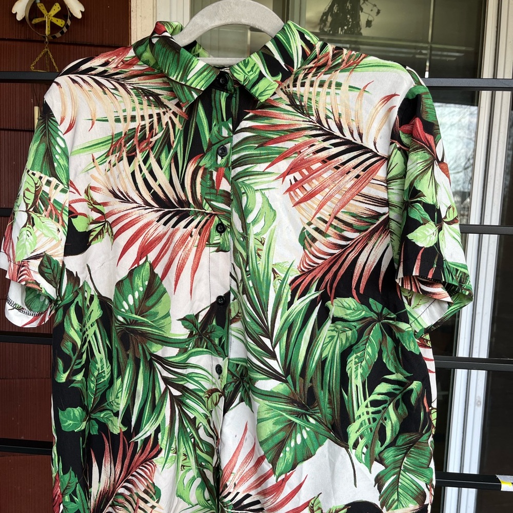 Nature Inspired Print Button-Up